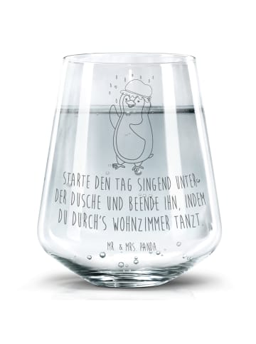 Mr. & Mrs. Panda Trinkglas Pinguin Duschen mit Spruch in Transparent