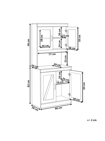 Beliani Vitrine KALBARRI in Weiß/Messing - (W) 80 x (H) 178 x (L) 39 cm