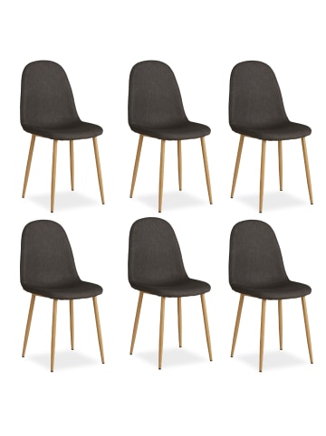 Homestyle4u Esszimmerstuhl 6er Set in Anthrazit