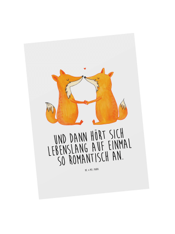 Mr. & Mrs. Panda Postkarte Füchse Liebe mit Spruch in Weiß
