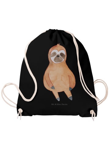 Mr. & Mrs. Panda Rucksack-Beutel Faultier Zufrieden ohne Spruch in Schwarz