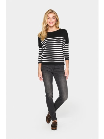 SAINT TROPEZ Strickpullover MilaSZ Oversize fit in Black Mila Stripe