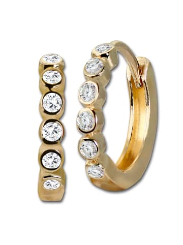 GoldDream Echtgold, 333er Gelbgold Damen Creolen Zirkonia Ohrring ca. 12mm