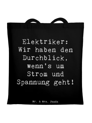 Mr. & Mrs. Panda Jutebeutel Spruch Elektriker Durchblick mit Spruch in Schwarz
