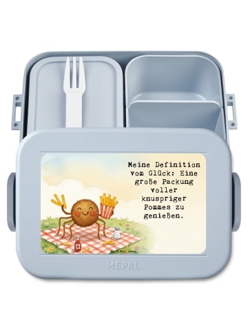 Mr. & Mrs. Panda Bentobox Spinne Agathe Pommes Design mit Spruch in Blau Pastell