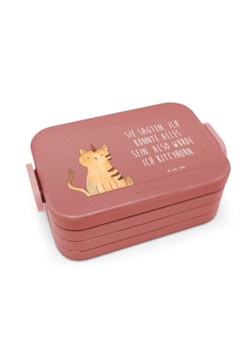 Mr. & Mrs. Panda Snackbox Einhorn Katze Motiv mit Spruch in Rot Pastell