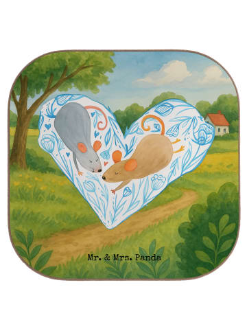 Mr. & Mrs. Panda Tassenuntersetzer Mäuse Herz Design ohne Spruch in Weiß
