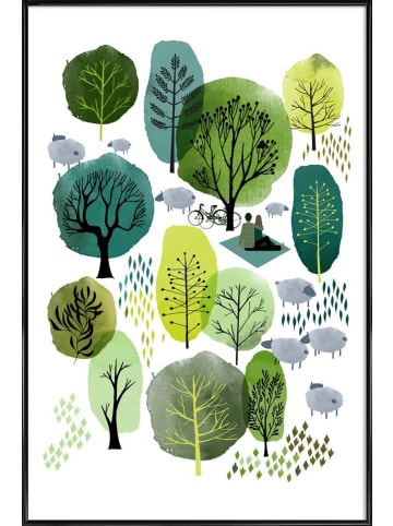 Juniqe Poster in Kunststoffrahmen "Spring Forest" in Grün