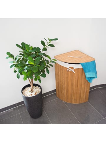 relaxdays 3 x Eckwäschekorb in Natur - (B)49,5 x (H)65 x (T)37 cm