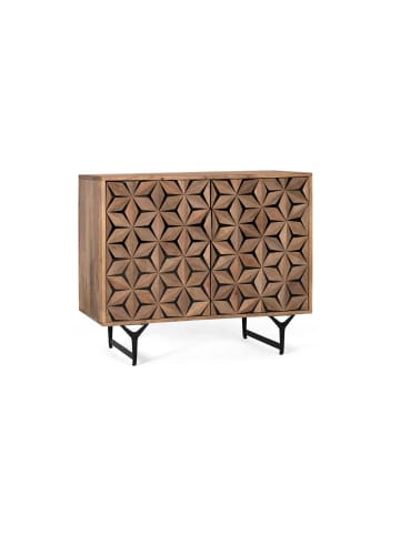 Giner y Colomer Zweitüriges Sideboard handgeschnitzt aus Mango in Brown