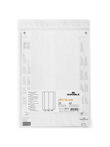 Durable Einsteckschild für Logistiktasche 297x74mm weiß Beutel Packung mit 40 ...