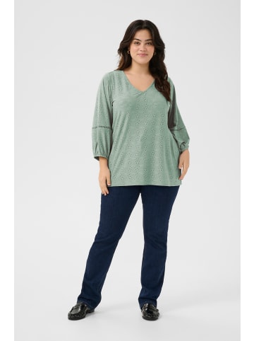 KAFFE curve Langarm-Bluse KCtara in Green Bay CC.