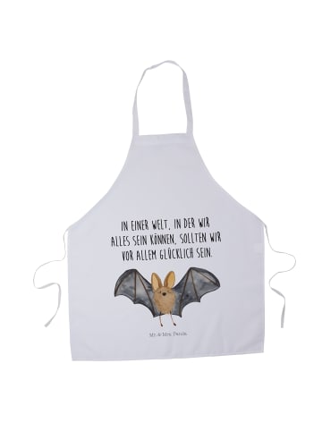 Mr. & Mrs. Panda Schürze Fledermaus Flügel mit Spruch in Weiß