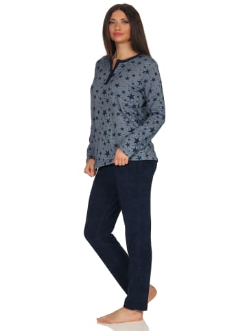 NORMANN Frottee Pyjama Schlafanzug Sterne - 48786 in marine