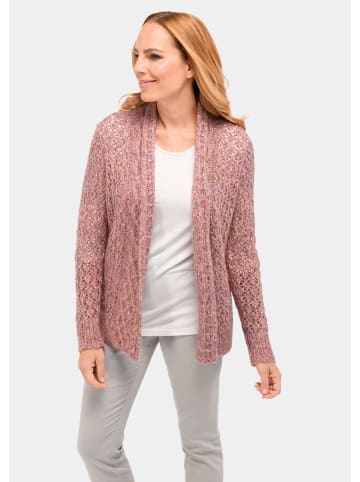 GOLDNER Kurzgröße:  Strickjacke Trageangenehme offene Strickjacke in rosé / melange