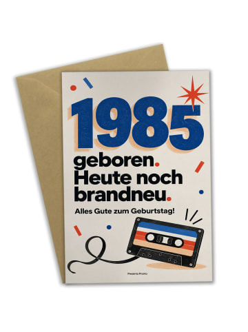 Geburtstagskarte 1985. Geburtstag Zahl humorvol... in Weiß
