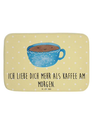 Mr. & Mrs. Panda Badteppich Kaffee Tasse mit Spruch in Gelb Pastell