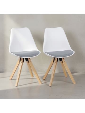 KADIMA DESIGN Esszimmerstühle 2er-Set | Stoffbezug, Holzgestell, Nordisch Modern in Weiß