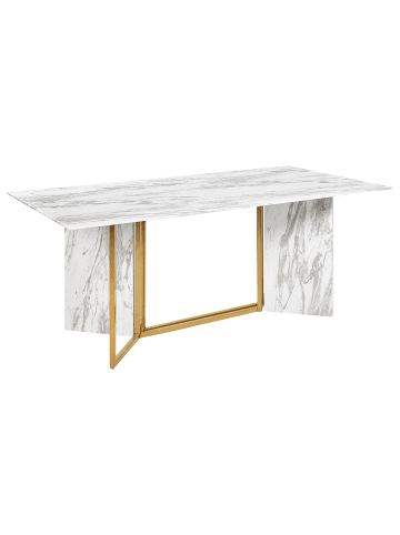 Beliani Esszimmertisch CALCIO in Weiß/Schwarz/Gold - (W) 100 x (H) 77 x (L) 200 cm