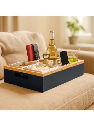 relaxdays Couchbar in Schwarz/ Natur - (B)40 x (H)8 x (T)26 cm