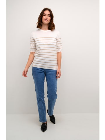 Kaffe Strickpullover KAlizza in Chalk/Feather Grey Stripe