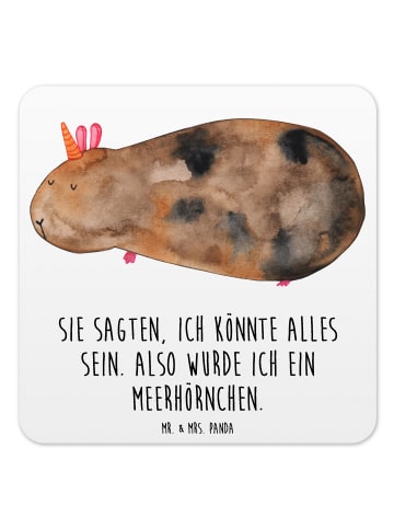 Mr. & Mrs. Panda Glasuntersetzer Einhorn Meerschweinchen mit Spruch in Weiß