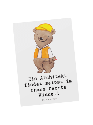 Mr. & Mrs. Panda Postkarte Ein Architekt findet selbst im Chaos ... in Weiß
