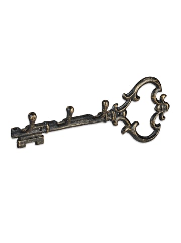 relaxdays 3 x Schlüsselbrett in Schwarz/ Gold- (B)33x (H)12,5 x (T)4,5 cm