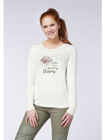 Gardena Longsleeve mit Blumen-Motiv vorne in Weiß