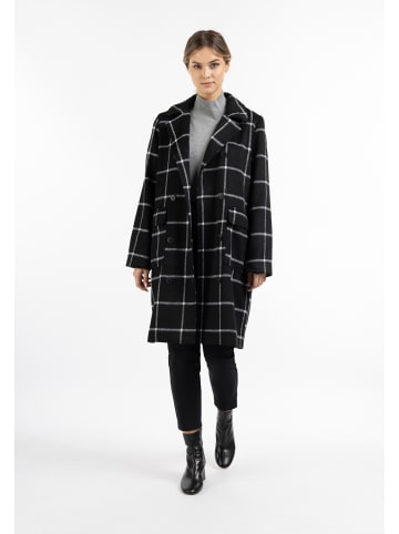 DreiMaster Damen Übergangsmantel Aus Wollgemisch in Kariert Schwarz Weiss