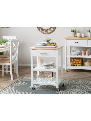 Beliani Servierwagen HIUMA in Weiß/Braun - (W) 58 x (H) 86 x (L) 40 cm