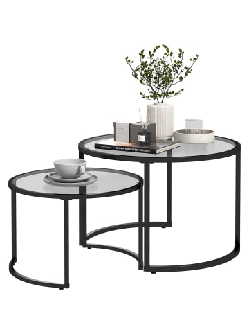 HOMCOM Couchtisch-70L x 70B x 47,5H cm-Schwarz