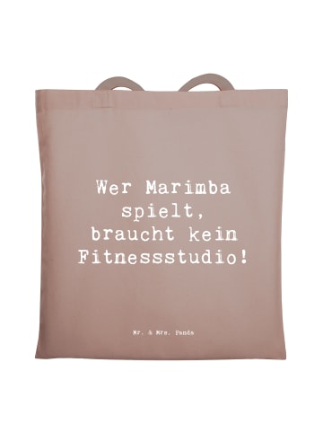 Mr. & Mrs. Panda Tragetasche Spruch Marimba Fitness mit Spruch in Braun Pastell
