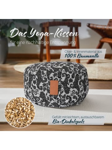 DoYourFitness Yoga-Kissen Vishnu gefüllt Dinkelspelz schwarz/weiß rund Style 3 Schwarz