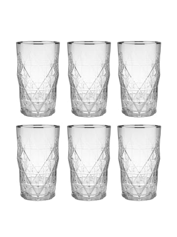 Butlers Longdrinkglas UPSCALE 6er-Set in Silber-Durchsichtig