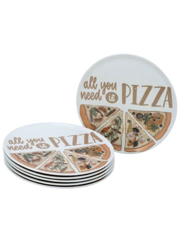 CreaTable 6 er-Set 21568 Pizzateller Set ALL YOU NEED Pizzateller Set in Weiß