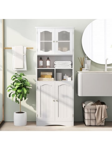 COSTWAY Badezimmerschrank 60 x 30 x 148,5 cm in Weiß