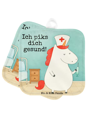 Mr. & Mrs. Panda Topfuntersetzer Einhorn Krankenschwester Design... in Weiß