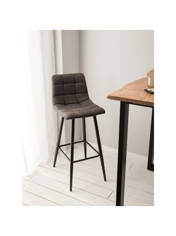 home24 home24 Barstuhl aus Textil im Industrial-Stil (2er-Set) in Anthrazit