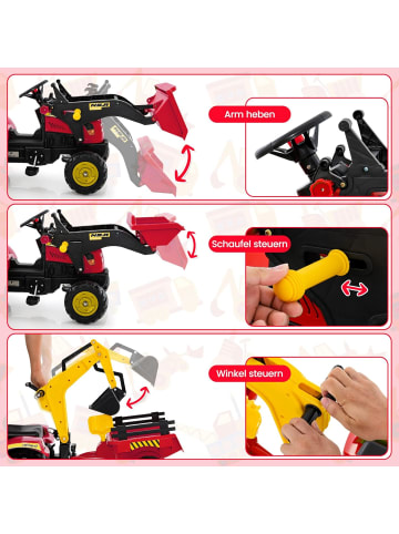 COSTWAY Trettraktor Kinder Elektroauto 3-6 Jahre in Rot