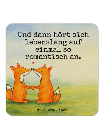 Mr. & Mrs. Panda Bierdeckel Füchse Liebe Design mit Spruch in Weiß