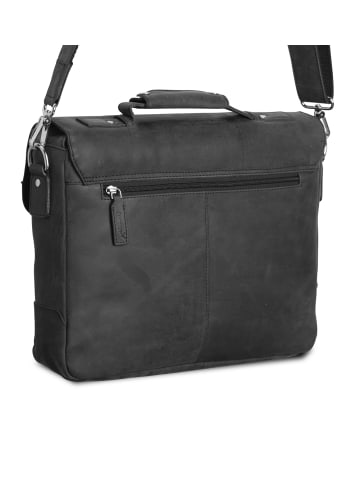 Packenger Leder Messenger Bag bis 15 Zoll in Schwarz