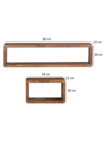 KADIMA DESIGN Design Wandregal 3er Set BOHA Massiv Holzregale in Massivholz