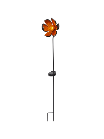 STAR Trading LED Gartenleuchte Solarstab Blume Glaskugel in Blüte 84cm Lichtsensor