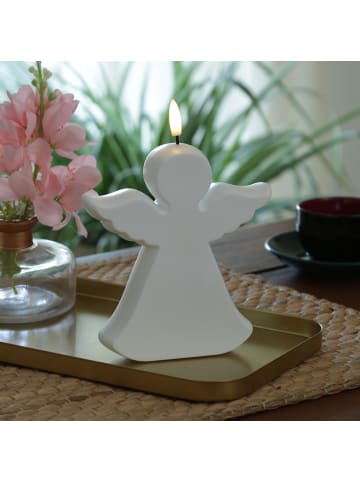 MARELIDA LED Kerze Engel Grabkerze in weiß - H: 18cm