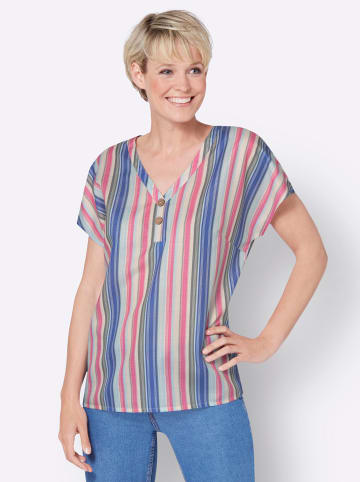 Sieh an! Druckbluse in royalblau-aqua-gestreift