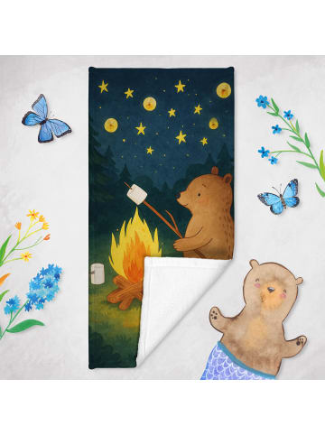 Mr. & Mrs. Panda Duschtuch Bär & Marienkäfer Lagerfeuer Design o... in Blau Pastell