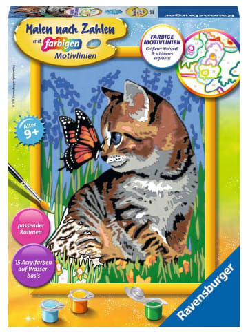 Ravensburger Malprodukte Katze mit Schmetterling Malen nach Zahlen Kinder 9-99 Jahre in bunt