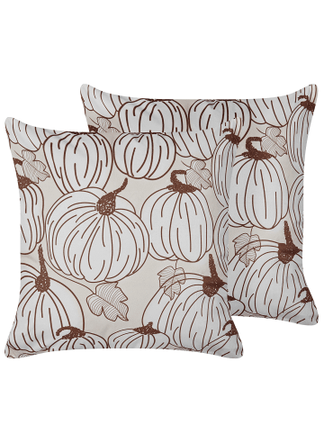 Beliani 2er-Set Dekokissen GOURD in Beige/Weiß/Braun