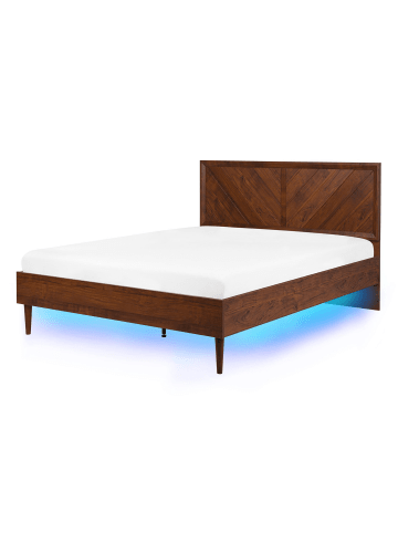 Beliani Doppelbett mit LED MIALET in Braun - (W) 147 x (H) 106 x (L) 209 cm